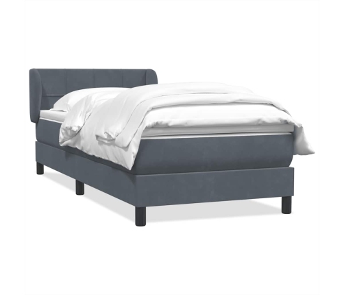 Cama box spring con colchón terciopelo gris oscuro 90x220 cm