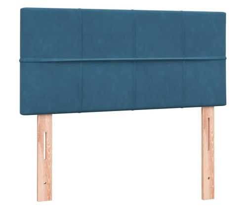 Cama box spring con colchón terciopelo azul oscuro 90x220 cm