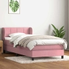 Cama box spring con colchón terciopelo rosa 90x220 cm