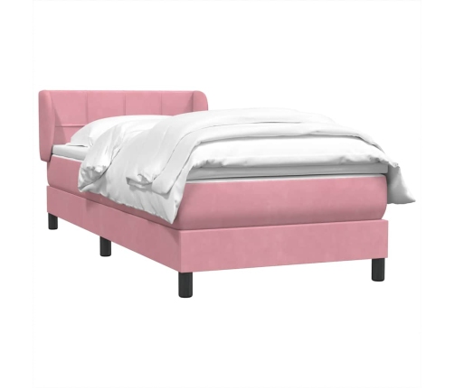 Cama box spring con colchón terciopelo rosa 100x220 cm