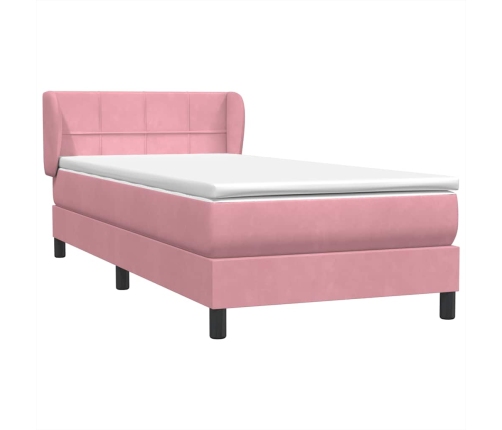 Cama box spring con colchón terciopelo rosa 100x220 cm