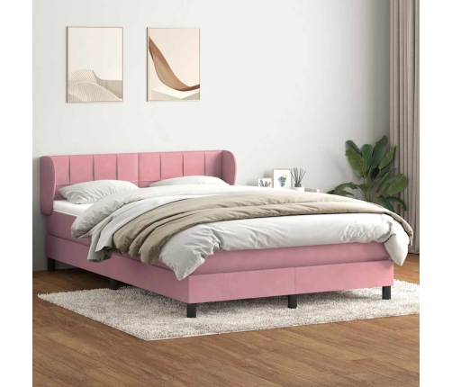 Cama box spring con colchón terciopelo rosa 160x220 cm