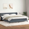 Cama box spring con colchones terciopelo gris oscuro 180x220 cm