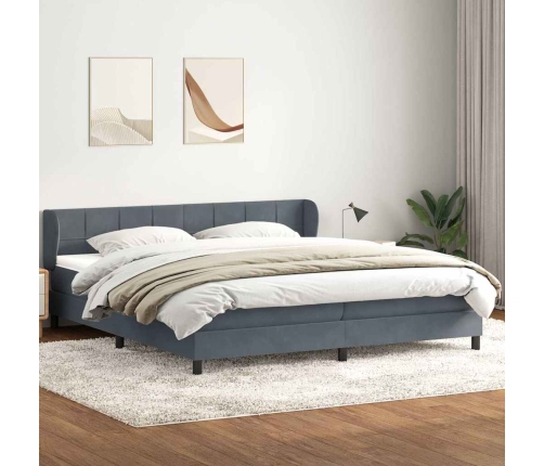 Cama box spring con colchones terciopelo gris oscuro 180x220 cm