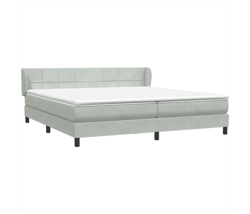 Cama box spring con colchones terciopelo gris claro 200x220 cm