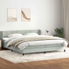 Cama box spring con colchones terciopelo gris claro 200x220 cm