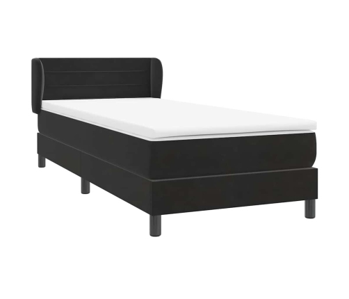 Cama box spring con colchón cuero sintético negro 80x210 cm