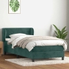 Cama box spring con colchón terciopelo verde oscuro 80x210 cm