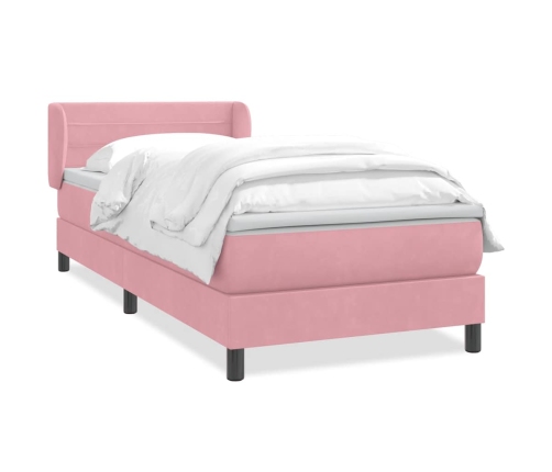 Cama box spring con colchón terciopelo rosa 80x210 cm