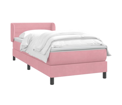 Cama box spring con colchón terciopelo rosa 80x210 cm