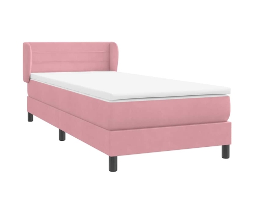 Cama box spring con colchón terciopelo rosa 80x210 cm