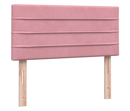 Cama box spring con colchón terciopelo rosa 80x210 cm