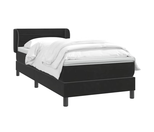 Cama box spring con colchón cuero sintético negro 90x210 cm