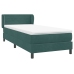 Cama box spring con colchón terciopelo verde oscuro 90x210 cm