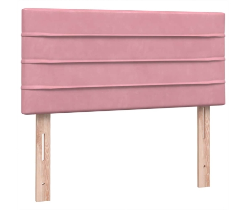 Cama box spring con colchón terciopelo rosa 90x210 cm