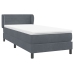 Cama box spring con colchón terciopelo gris oscuro 100x210 cm