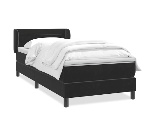 Cama box spring con colchón terciopelo negro 100x210 cm