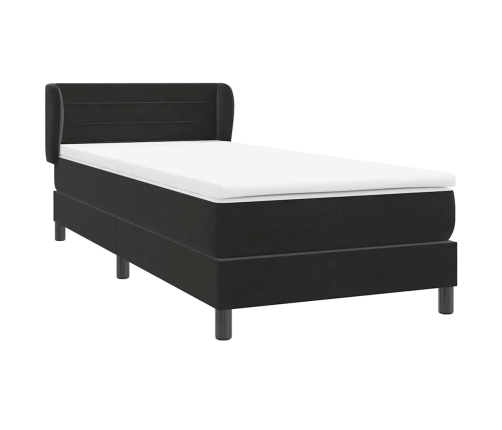 Cama box spring con colchón terciopelo negro 100x210 cm