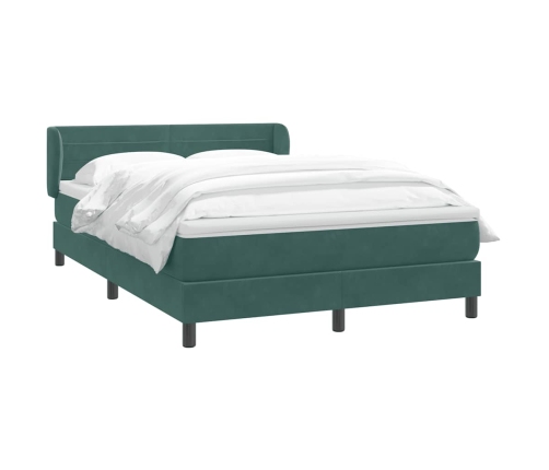 Cama box spring con colchón terciopelo verde oscuro 140x210 cm