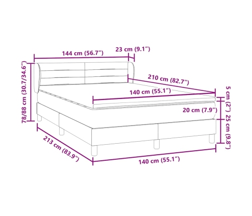 Cama box spring con colchón terciopelo verde oscuro 140x210 cm