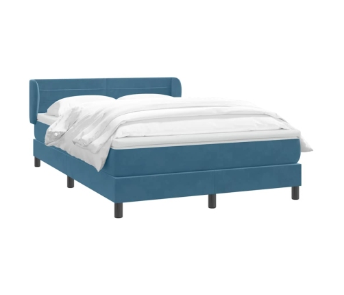 Cama box spring con colchón terciopelo azul oscuro 140x210 cm