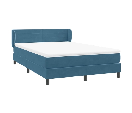 Cama box spring con colchón terciopelo azul oscuro 140x210 cm