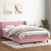 Cama box spring con colchón terciopelo rosa 140x210 cm