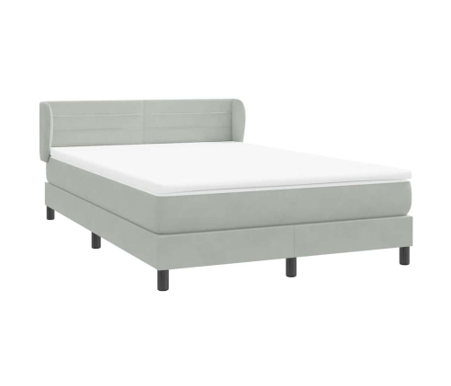 Cama box spring con colchón terciopelo gris claro 160x210 cm