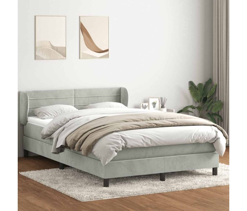 Cama box spring con colchón terciopelo gris claro 160x210 cm