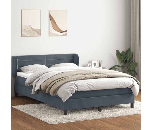 Cama box spring con colchón terciopelo gris oscuro 160x210 cm