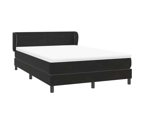 Cama box spring con colchón terciopelo negro 160x210 cm