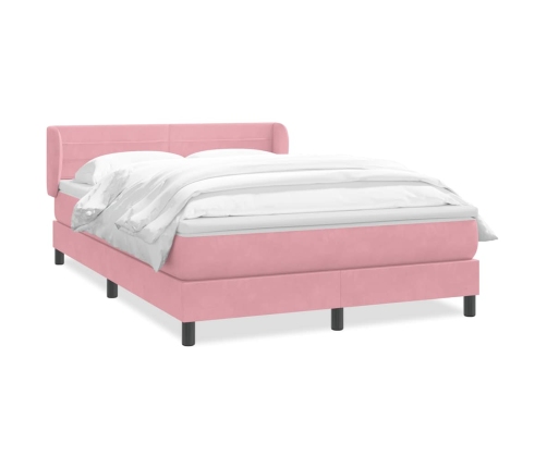 Cama box spring con colchón terciopelo rosa 160x210 cm