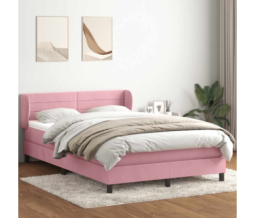 Cama box spring con colchón terciopelo rosa 160x210 cm