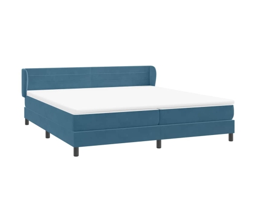 Cama box spring con colchones terciopelo azul oscuro 180x210 cm