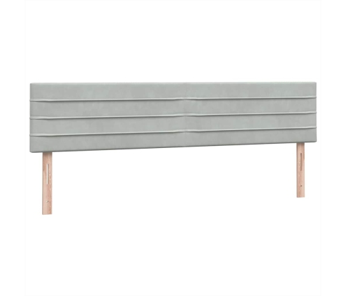 Cama box spring con colchones terciopelo gris claro 200x210 cm