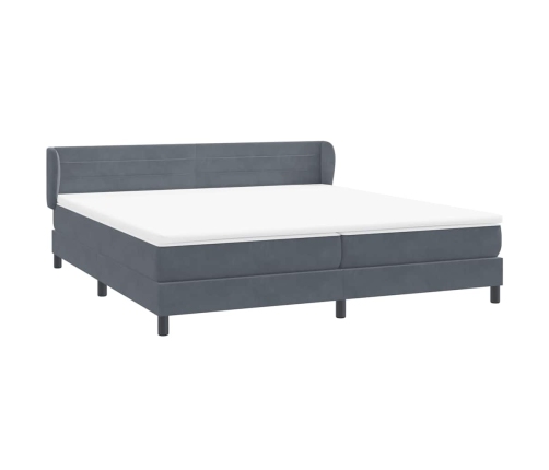 Cama box spring con colchones terciopelo gris oscuro 200x210 cm