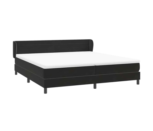 Cama box spring con colchones terciopelo negro 200x210 cm