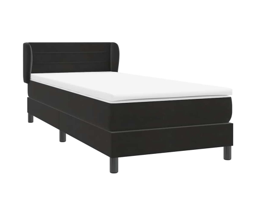 Cama box spring con colchón cuero sintético negro 80x220 cm