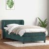 Cama box spring con colchón terciopelo verde oscuro 80x220 cm