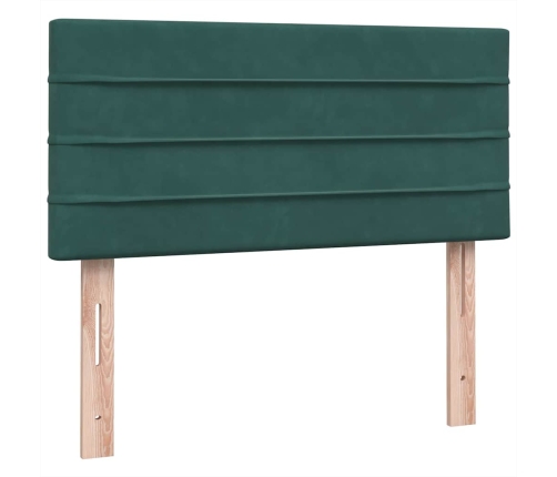 Cama box spring con colchón terciopelo verde oscuro 100x220 cm