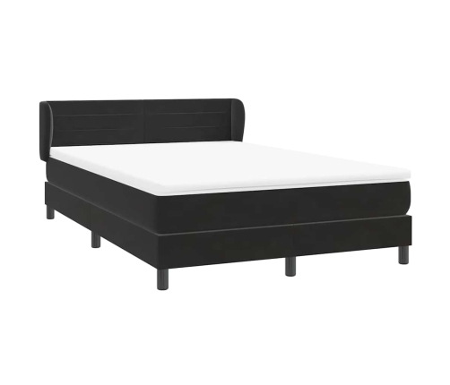 Cama box spring con colchón terciopelo negro 140x220 cm