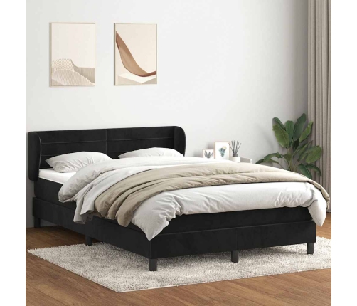 Cama box spring con colchón terciopelo negro 140x220 cm