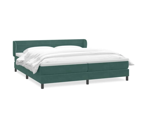 Cama box spring con colchones terciopelo verde oscuro 180x220cm