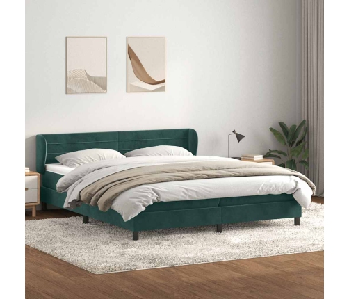 Cama box spring con colchones terciopelo verde oscuro 180x220cm