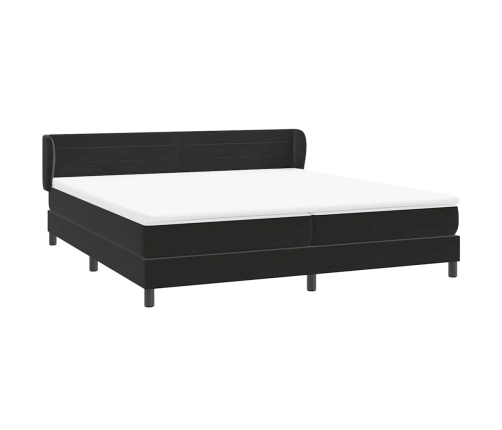 Cama box spring con colchones terciopelo negro 200x220 cm