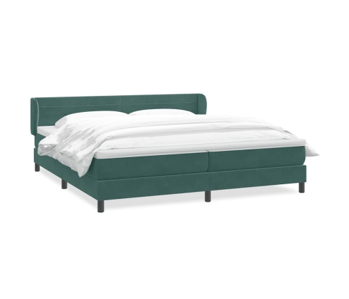 Cama box spring con colchones terciopelo verde oscuro 200x220cm