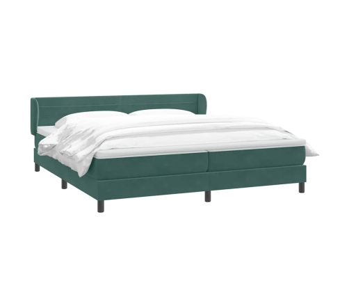 Cama box spring con colchones terciopelo verde oscuro 200x220cm