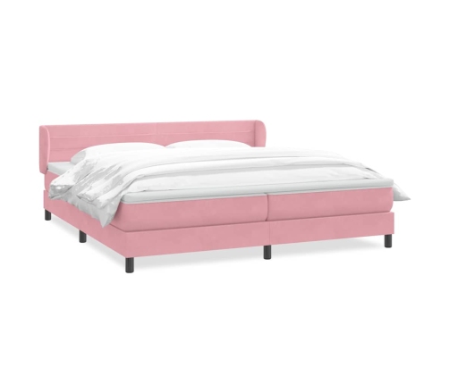 Cama box spring con colchones terciopelo rosa 200x220 cm