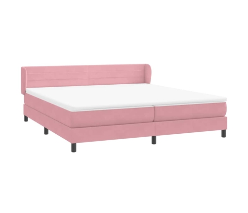 Cama box spring con colchones terciopelo rosa 200x220 cm