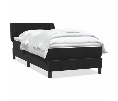 Cama box spring con colchón cuero sintético negro 80x210 cm